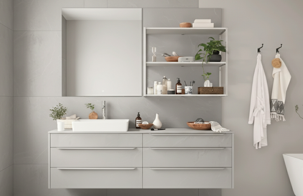 Kosteusvaurio kylpyhuoneessa.