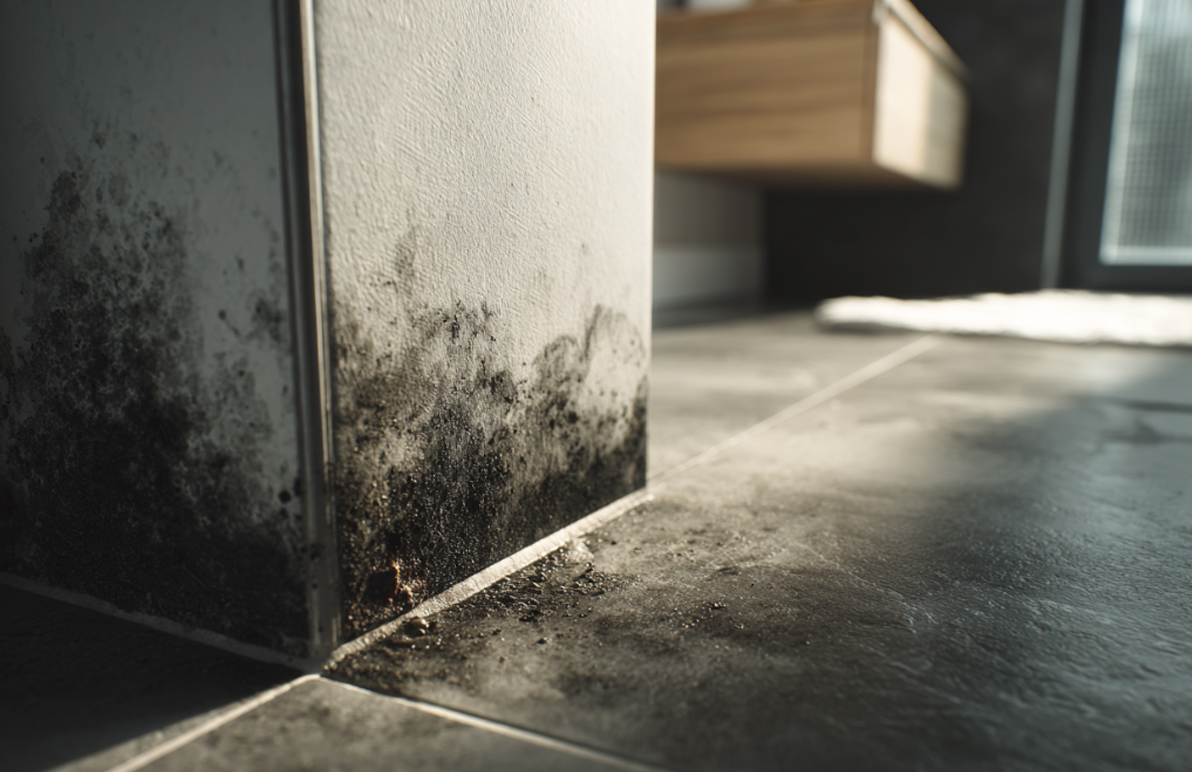 Vanha ja huonokuntoinen kylpyhuone.